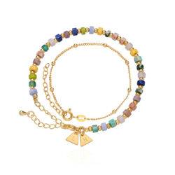 Bracciale con perline in oro 18 carati: acciaio inossidabile rivestito in PVD, braccialetto per tutti i giorni, regalo per lei - Italia