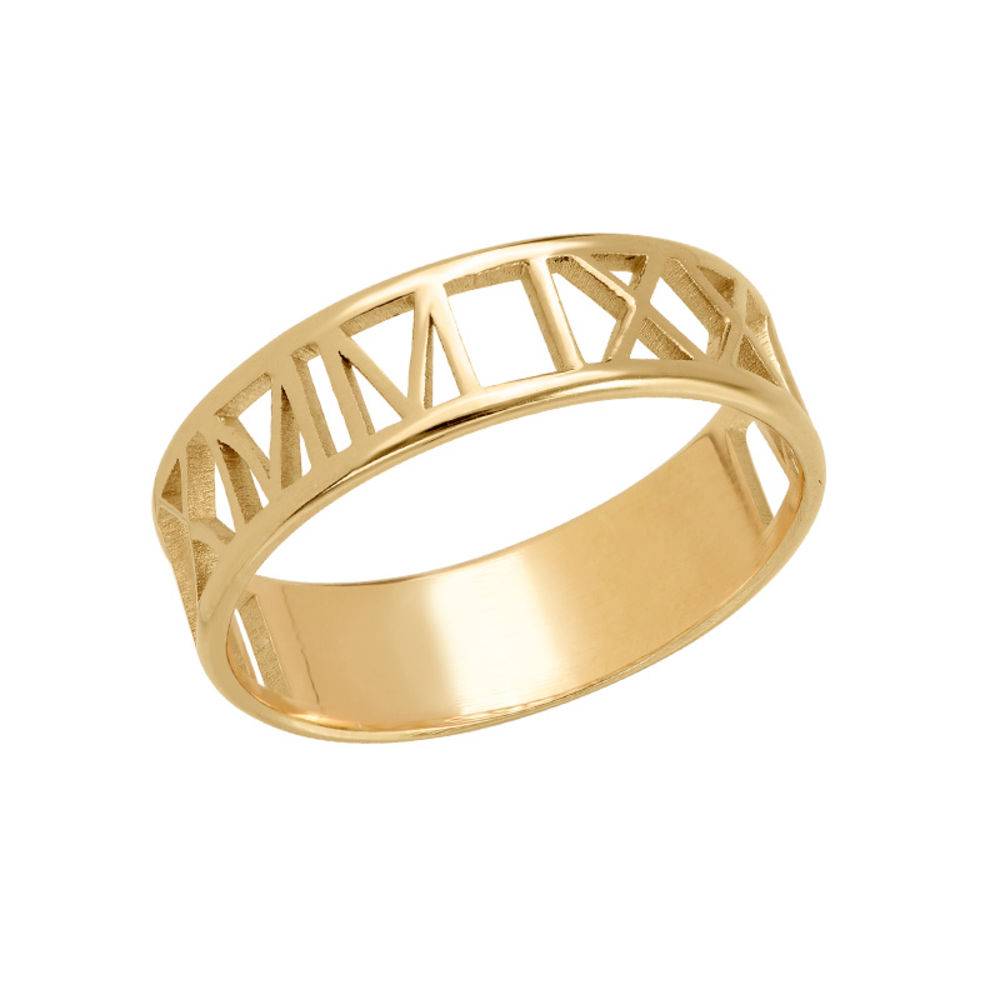 18k Goud Vergulde Romeins Cijfer Ring voor Heren Productfoto