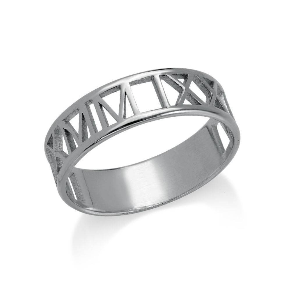 Romeins Cijfer Ring voor Heren in Sterling Zilver Productfoto
