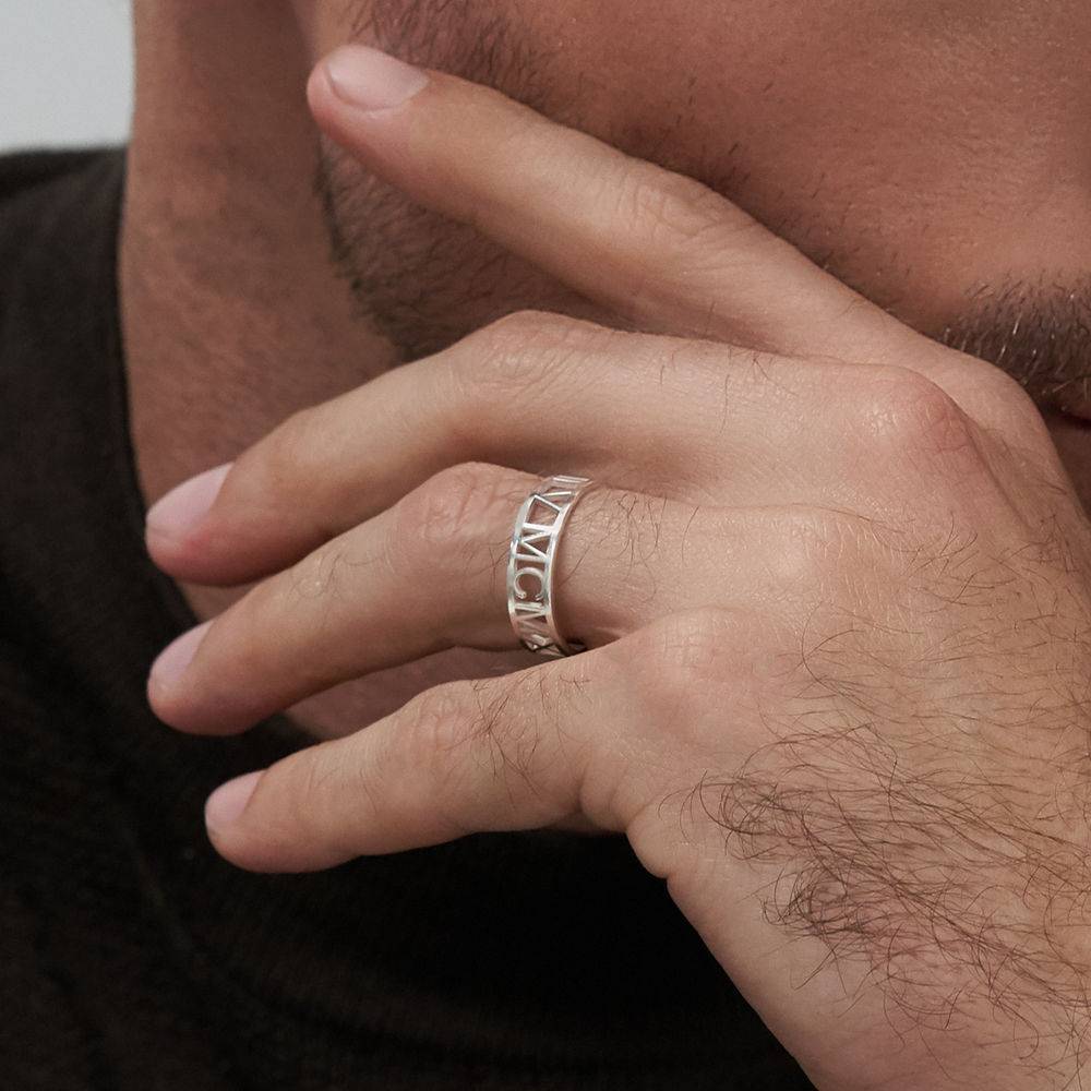 Roman Numeral Ring in Sterling Silver for Men product photo