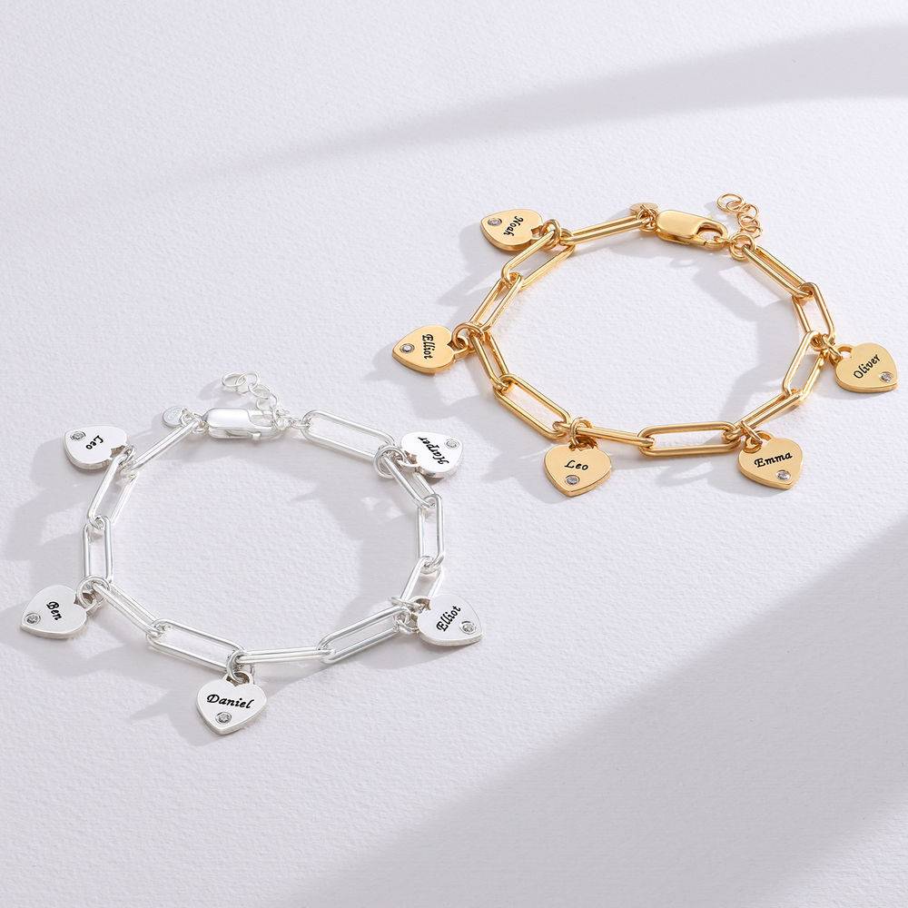 Rory Chain Link Armband med Heart Charms i Guld Vermeil med Diamant-1 produktbilder