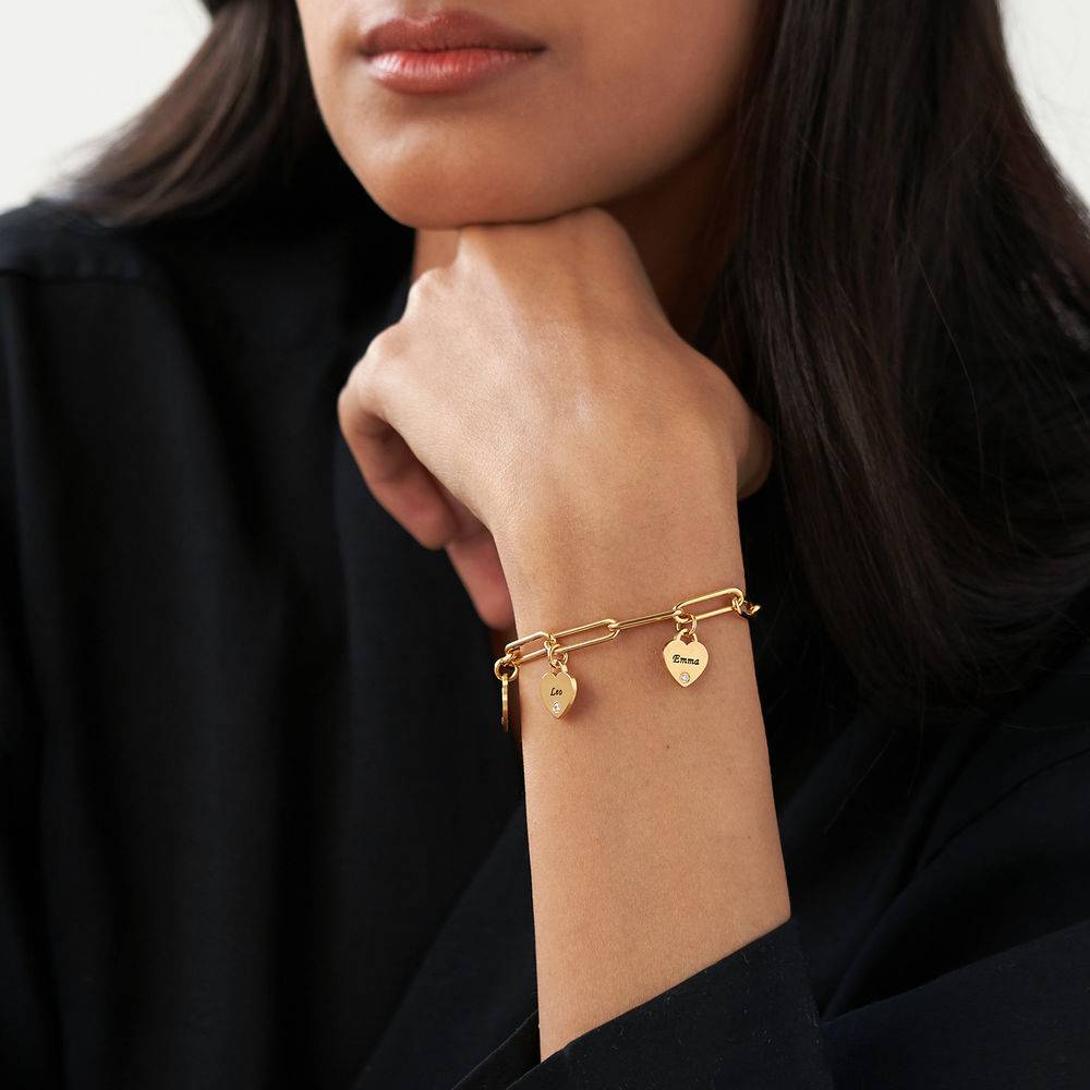 Rory Bracelet With Custom Diamond Heart Charms in 18K Gold Vermeil-4 product photo