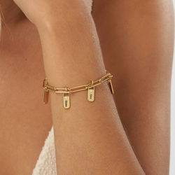 Bracciale A Catena Rory Con Ciondoli A Cuore Personalizzati E Diamanti In Argento