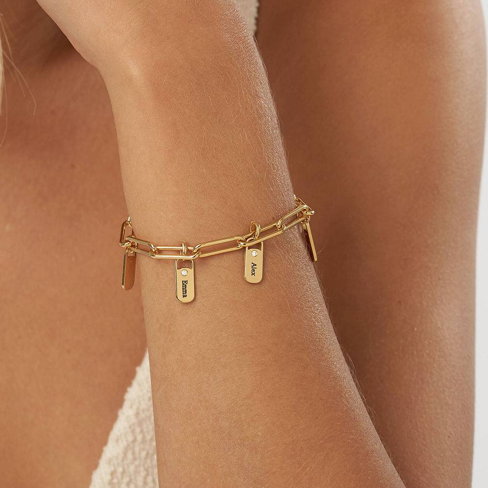 Rory Bracelet with Diamond Custom Charms in 18ct Gold Vermeil-4 product photo