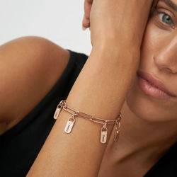 Bracciale A Catena Rory Con Ciondoli Personalizzati E Diamanti In Placcatura Oro