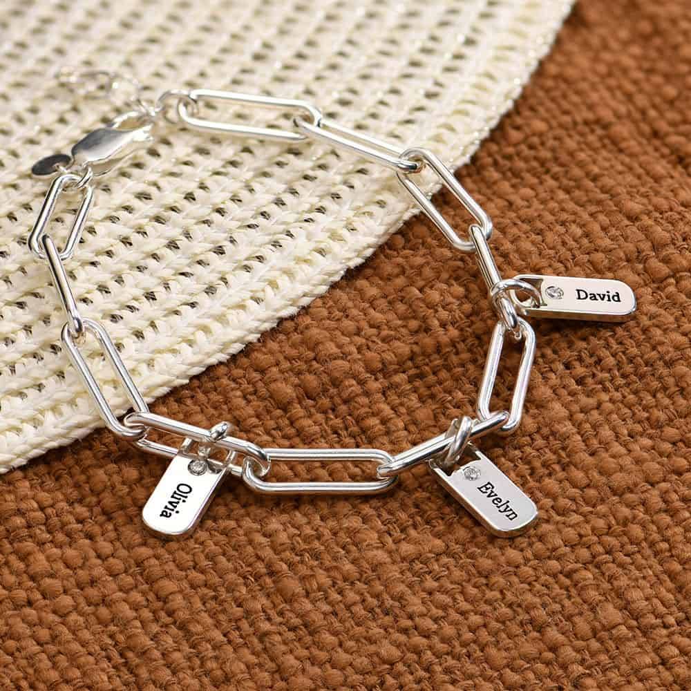 Rory Bracelet with Diamond Custom Charms in Sterling Silver-2 product photo