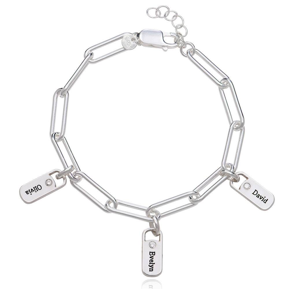 Rory Link armbånd med graverede charms i Sterlingsølv med diamant-2 produkt billede