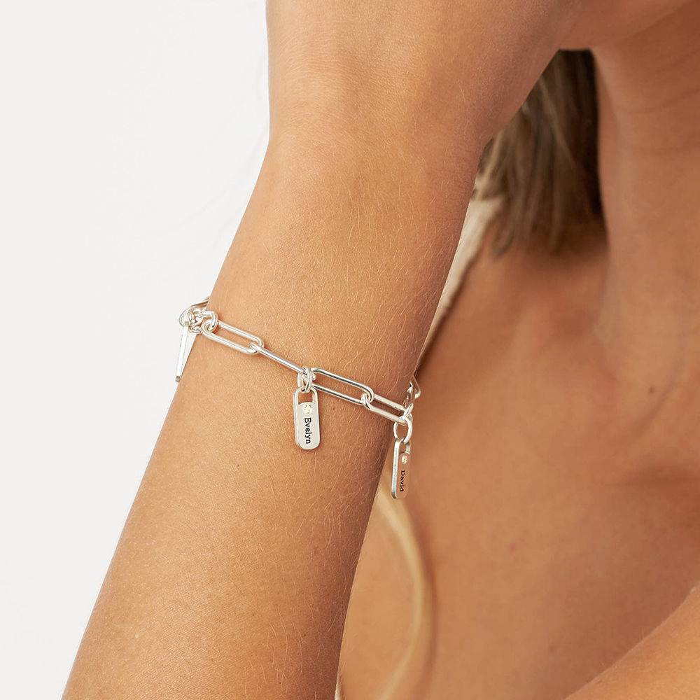 Rory Link armbånd med graverede charms i Sterlingsølv med diamant-3 produkt billede