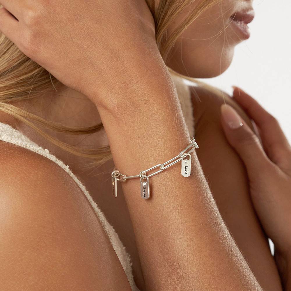Rory Bracelet with Diamond Custom Charms in Sterling Silver-3 product photo