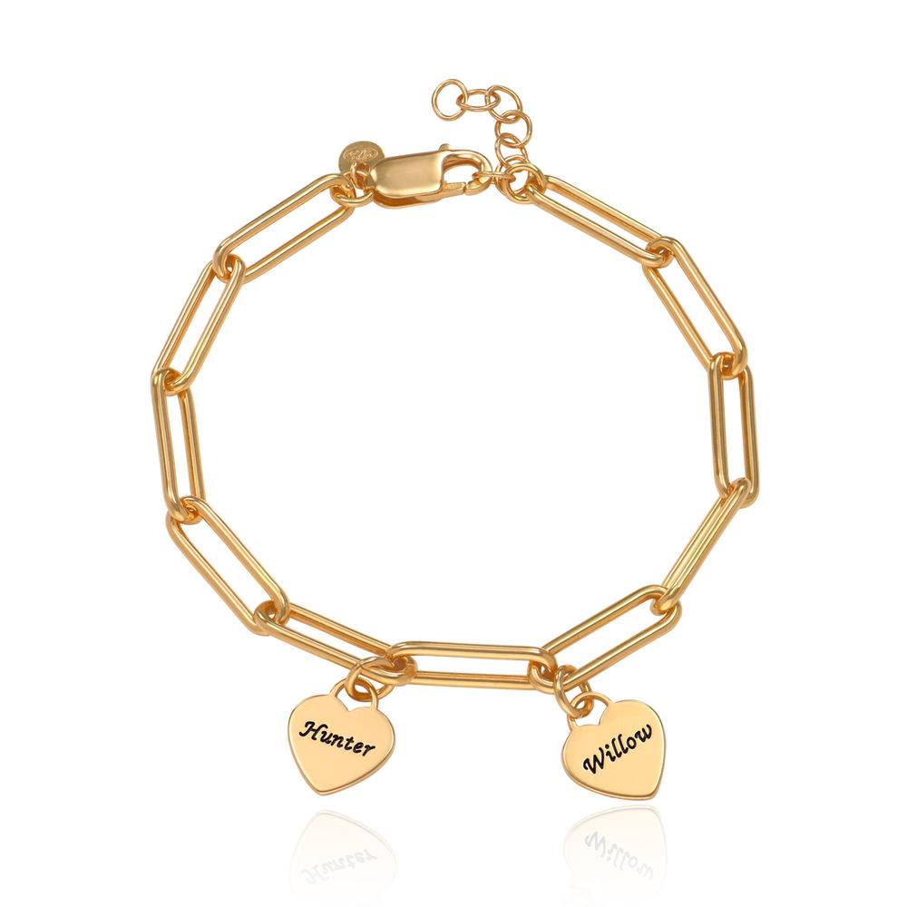 Rory Chain Link Bracelet with Custom Heart Charms in 18ct Gold Vermeil product photo