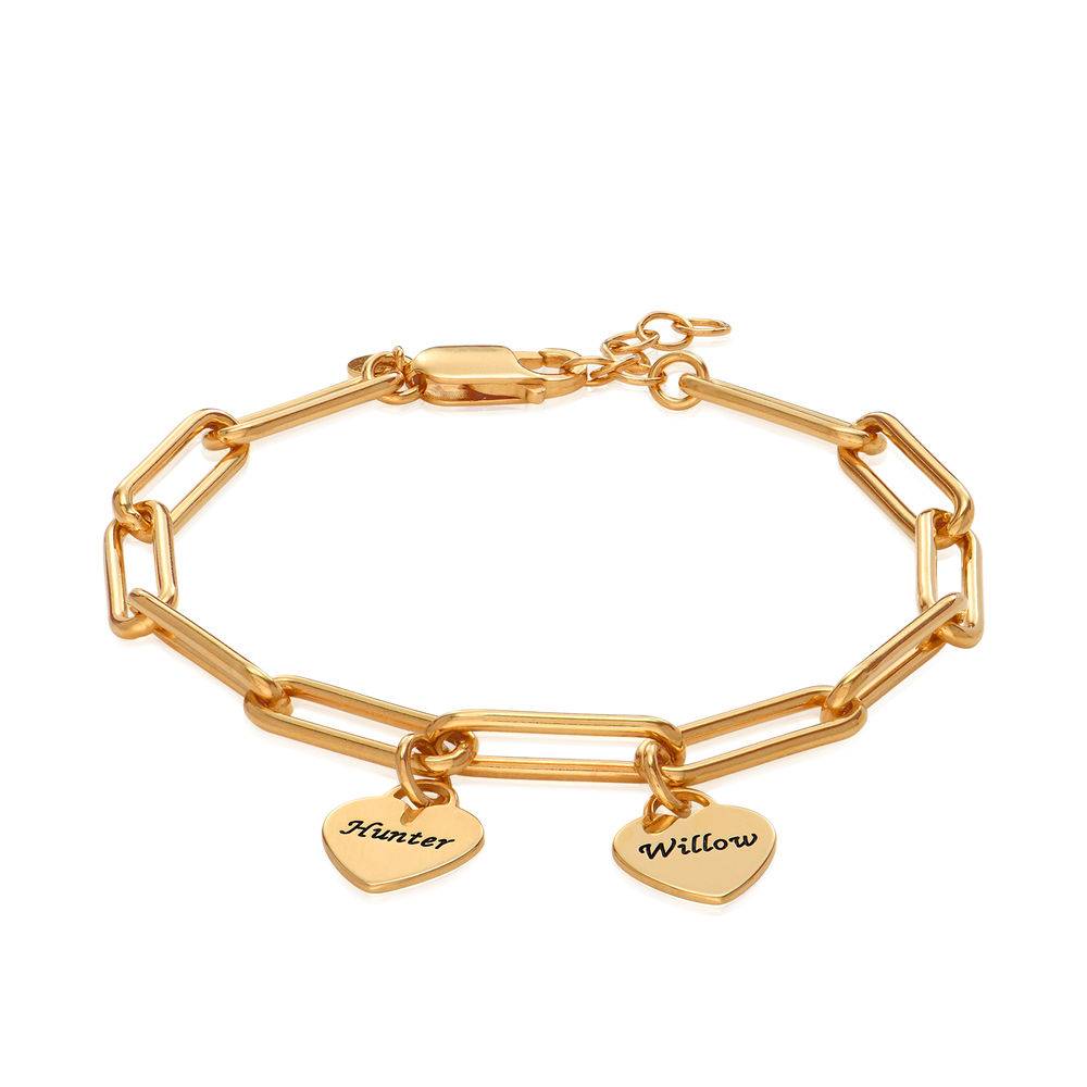 Rory Chain Link Bracelet with Custom Heart Charms in 18ct Gold Vermeil-2 product photo