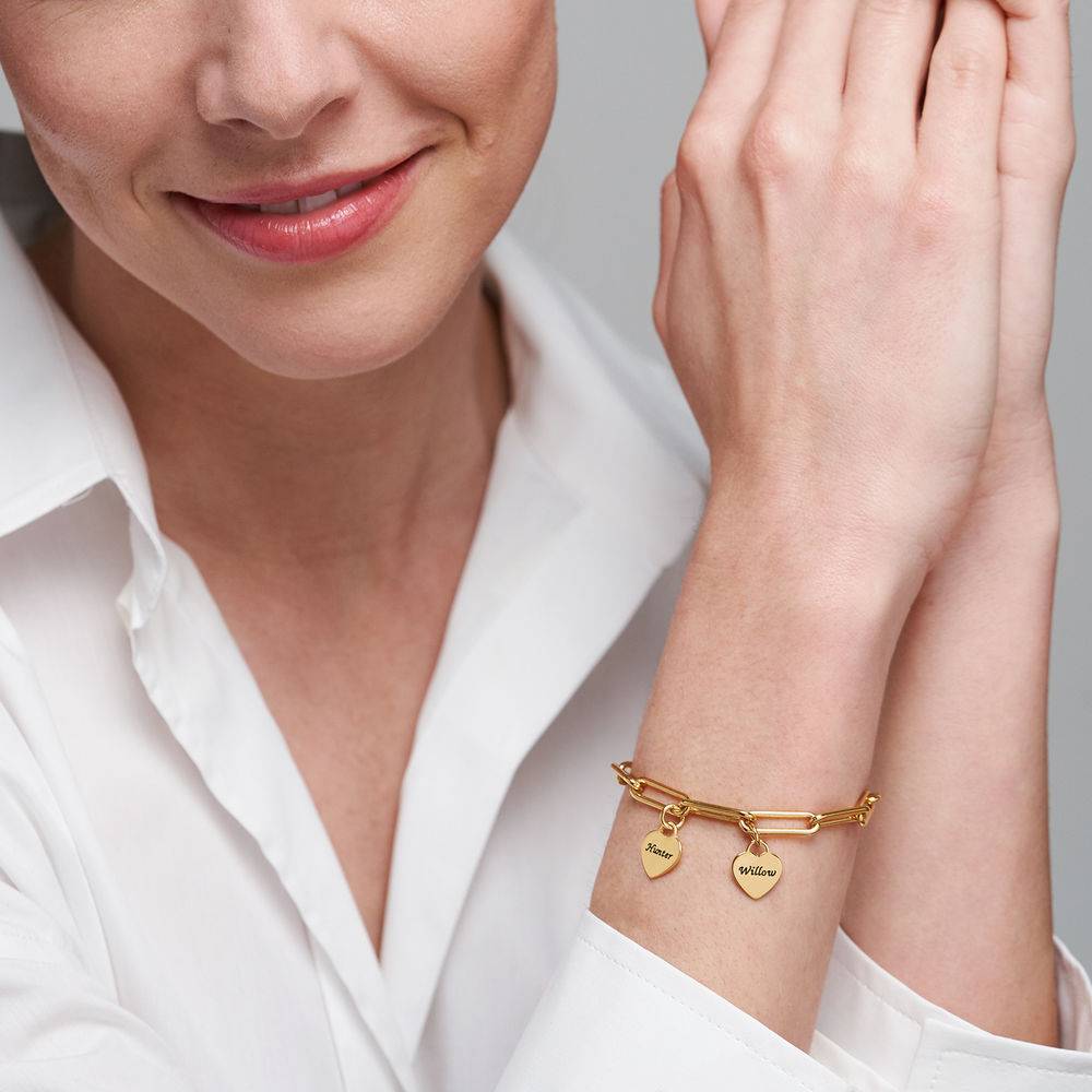 Rory Link armbånd med graverede hjerte vedhæng i guld vermeil produkt billede