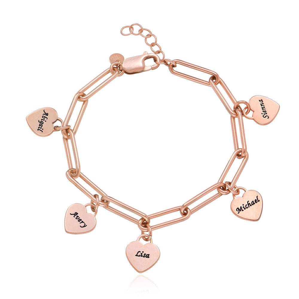 Rory Chain Link Bracelet with Custom Heart Charms in 18K Rose Gold Plating-1 product photo