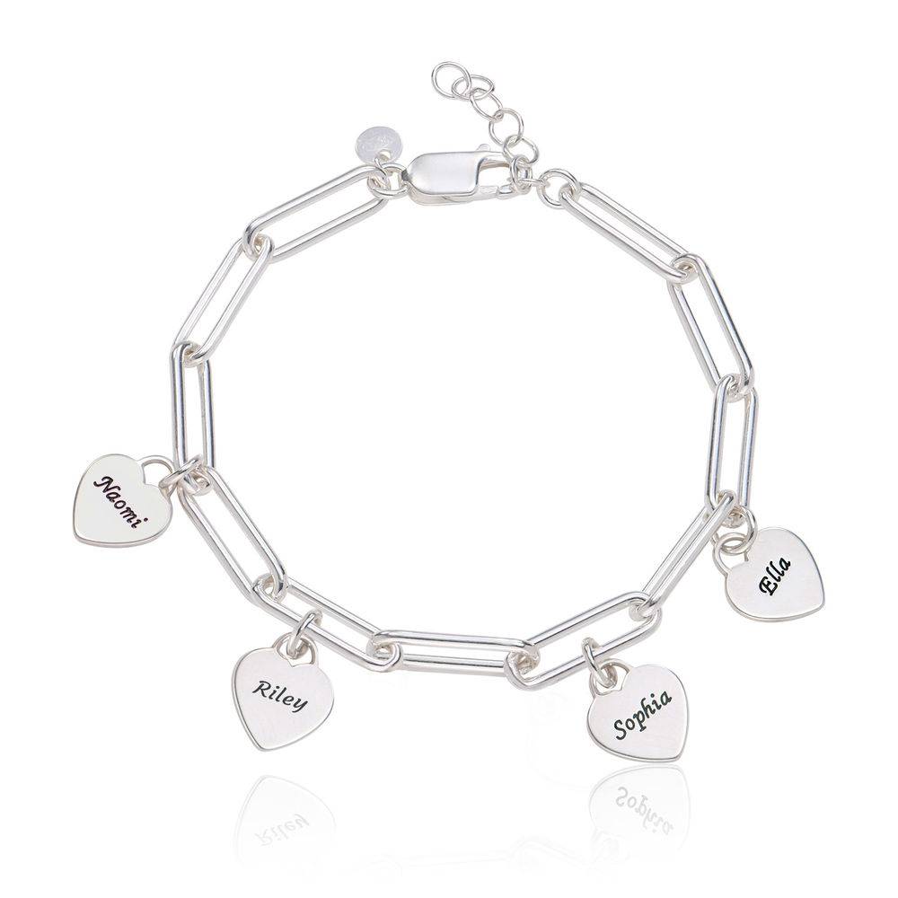 Rory Chain Link Bracelet with Custom Heart Charms in Sterling Silver product photo