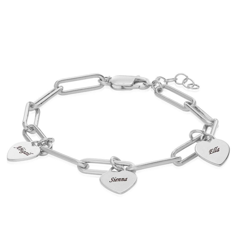 Rory Chain Link Bracelet with Custom Heart Charms in Sterling Silver-3 product photo