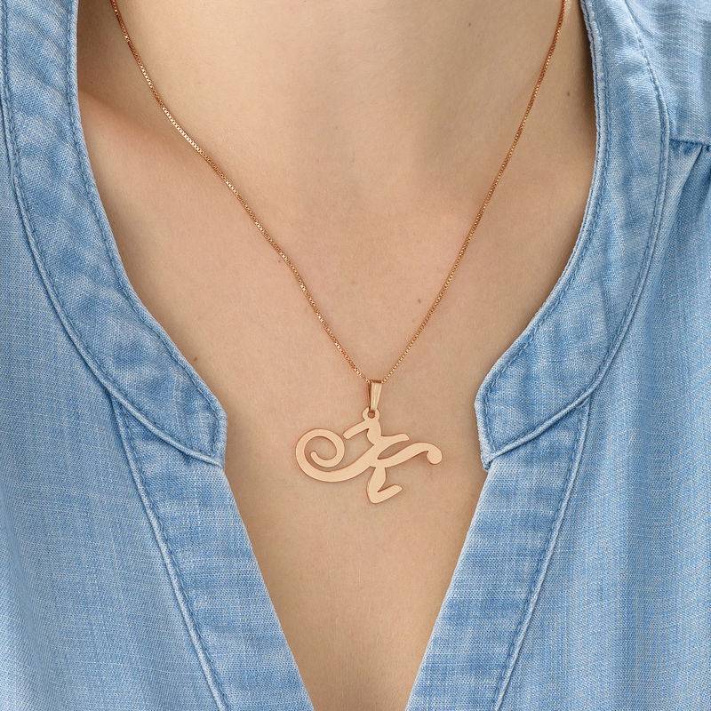 Initials Pendant Necklace in 18K Rose Gold Plating-1 product photo