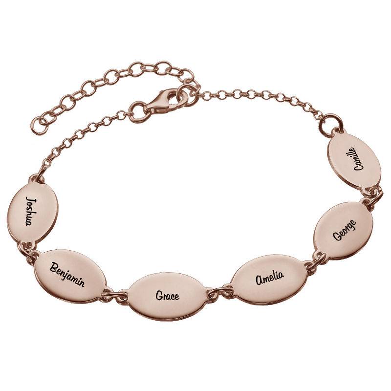 Rosé-vergulde Mama-armband met kindernamen in een ovaal ontwerp-2 Productfoto