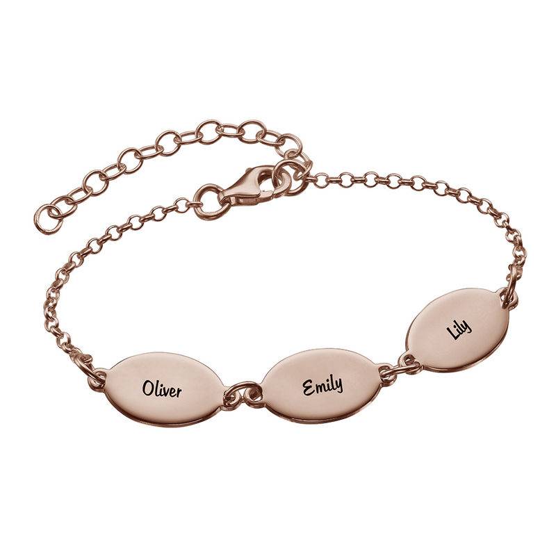 Rose Gold Plated Mum Bracelet with Kids Names - Oval Design product photo