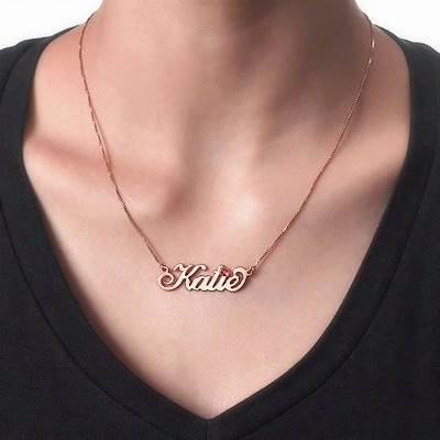 Rose Gold Plated Silver Birthstone Name Necklace-2 product photo