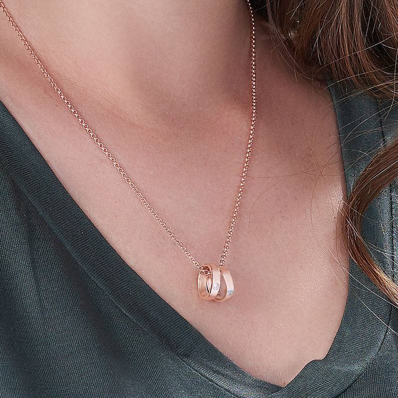 Mother Ring Necklace with Engraving in 18ct Rose Gold Plating-2 product photo