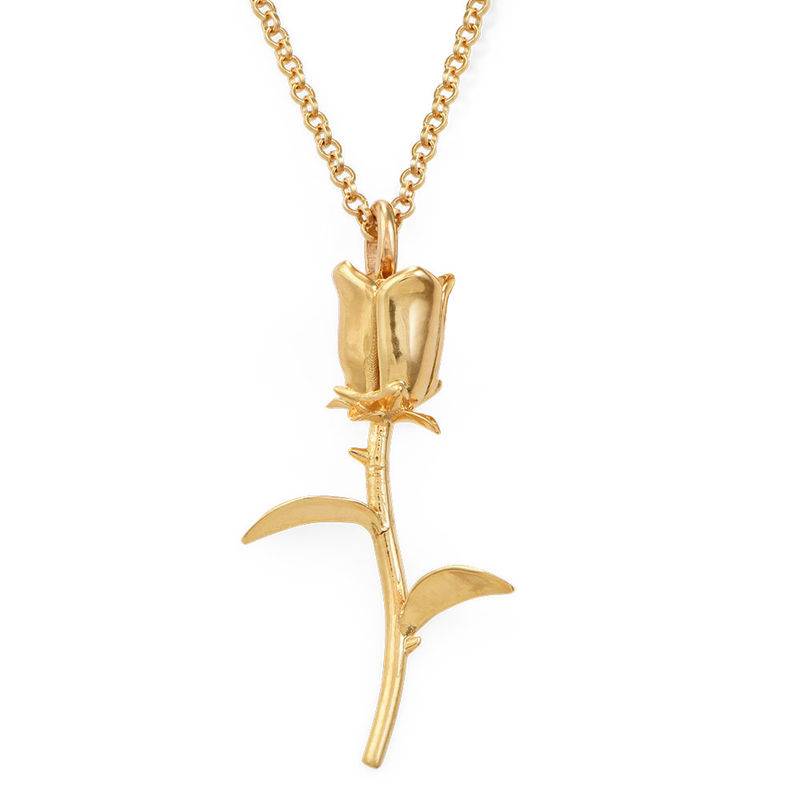 Collar de Rosa Flor con colgantes de inicial chapado en oro-2 foto de producto