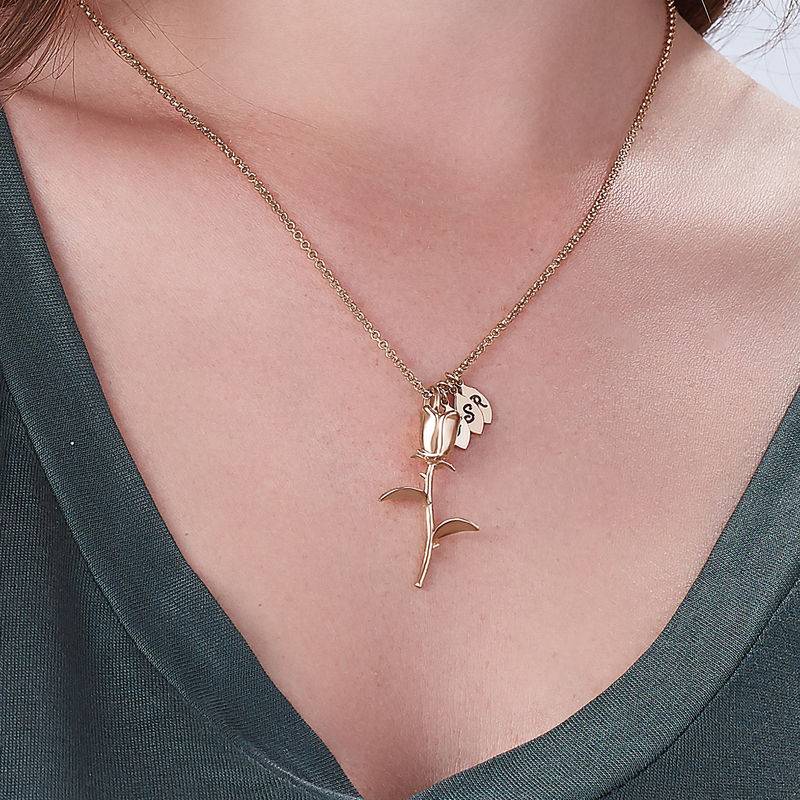 Rose Necklace with Initial charms in Rose Gold Plating-2 product photo
