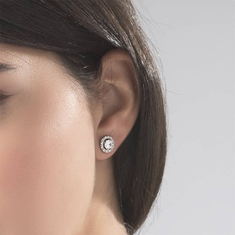 Round Cubic Zirconia Stud Earrings in Sterling Silver-1 product photo
