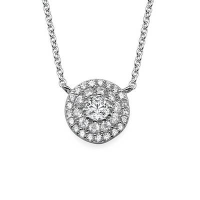Round Disc Necklace with Cubic Zirconia-1 product photo