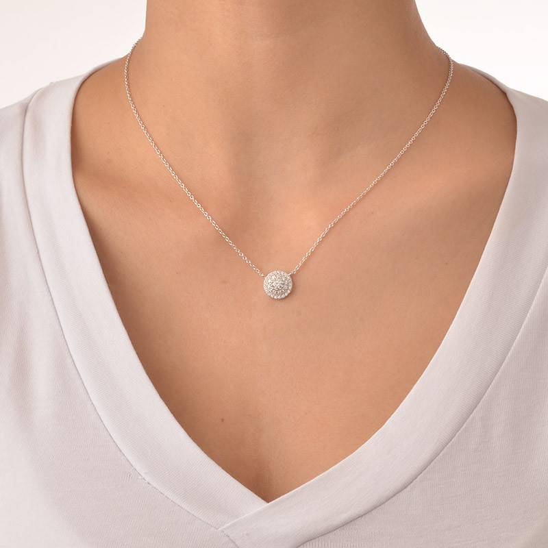 Round Disc Necklace with Cubic Zirconia-2 product photo