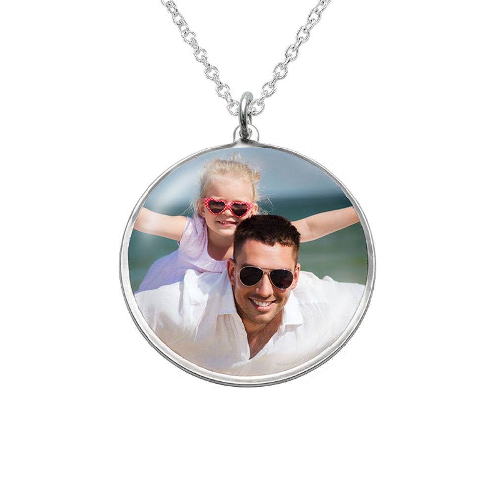 Round Pendant with Photo necklace in Sterling Silver product photo