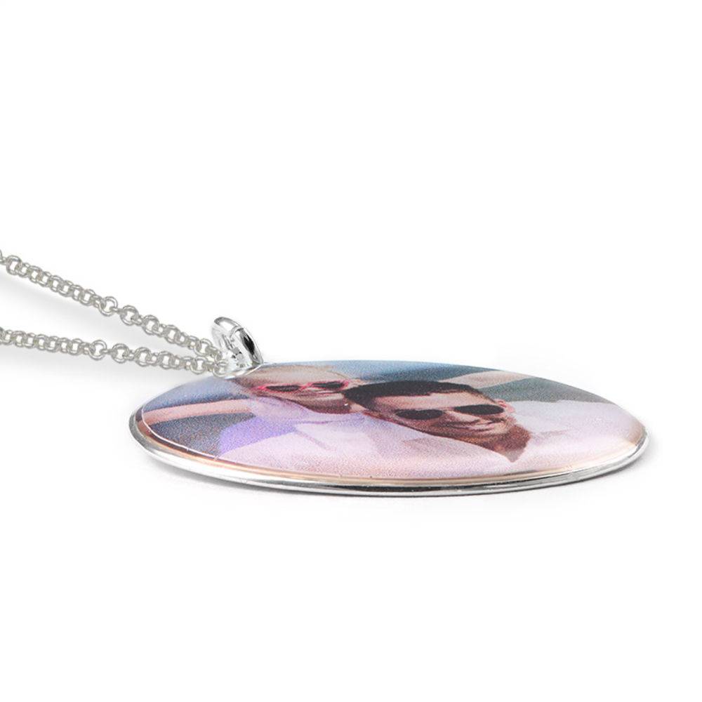 Round Pendant with Photo necklace in Sterling Silver product photo