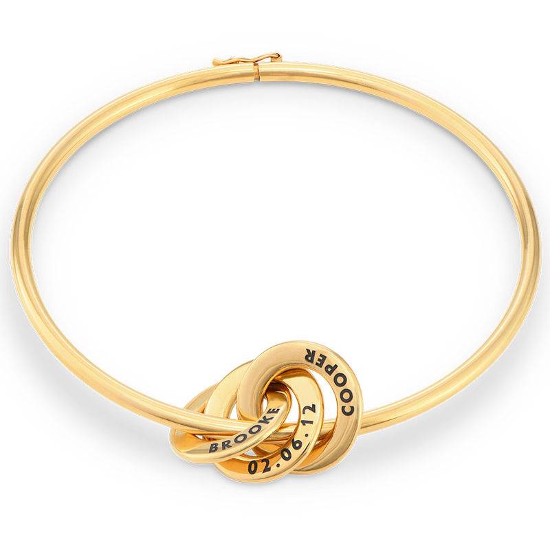 Armreif mit gravierbaren russischen Ringen - 750er vergoldetes Silber Produktfoto