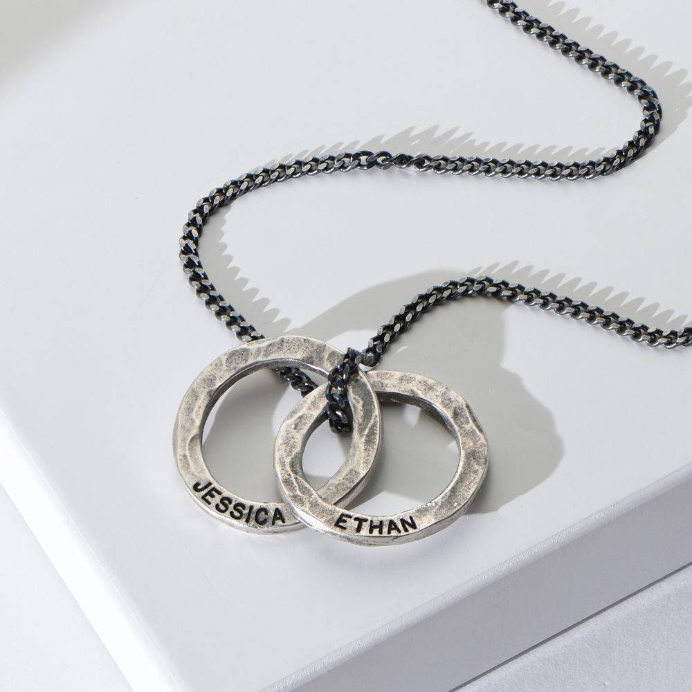 Russischer Ring Halskette für Männer aus mattem Sterlingsilber Produktfoto