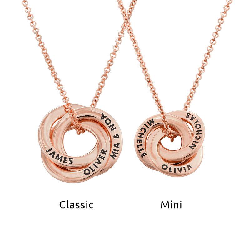 Halskette mit russischen Ringen in 3D-Design - 750er rosévergoldetes Silber Produktfoto