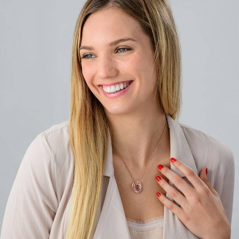 Halskette mit russischen Ringen in 3D-Design - 750er rosévergoldetes Silber-3 Produktfoto