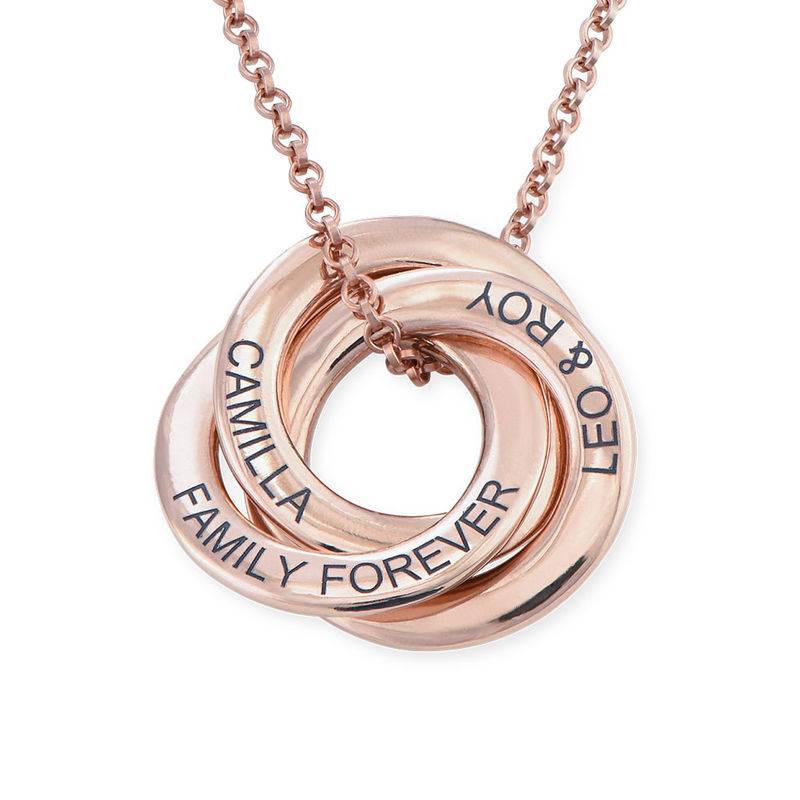 Russian Ring Necklace in Rose Gold Plated Silver - 3D Curved Design product photo