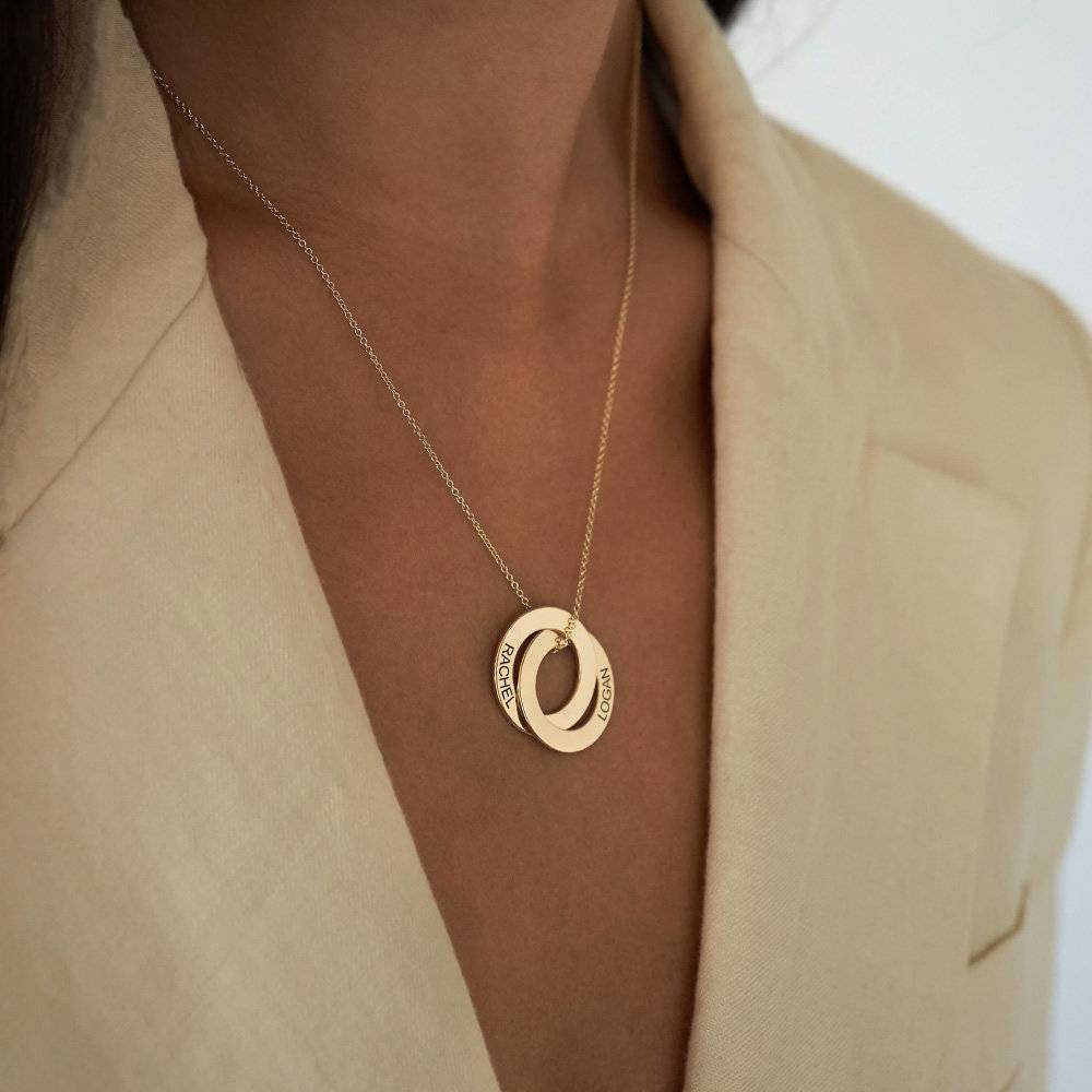 Russian Ring Necklace with 2 Rings in 14ct Gold-1 product photo