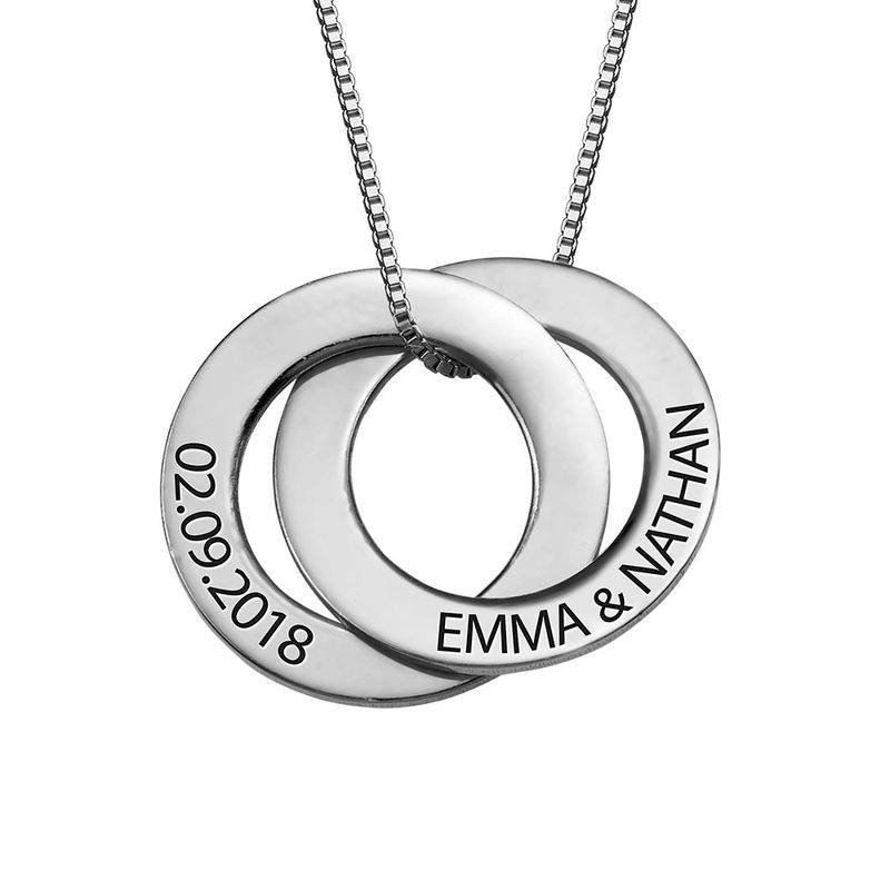 Russisk ring-halskæde med to ringe i premium sølv-2 produkt billede