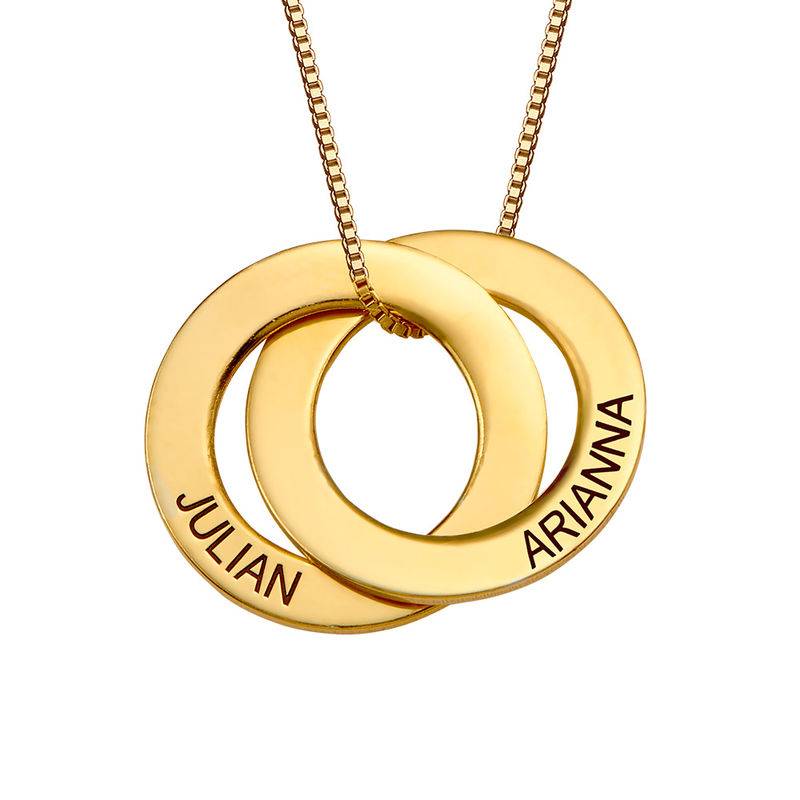 Russisk ring halskjede med 2 ringer i gull vermeil produktbilde