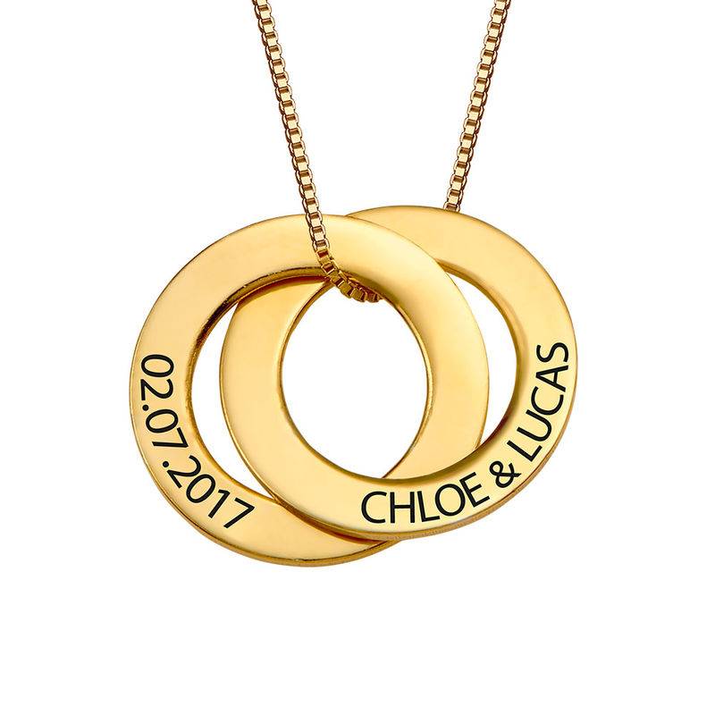 Russisk ring halskjede med 2 ringer i gull vermeil-2 produktbilde