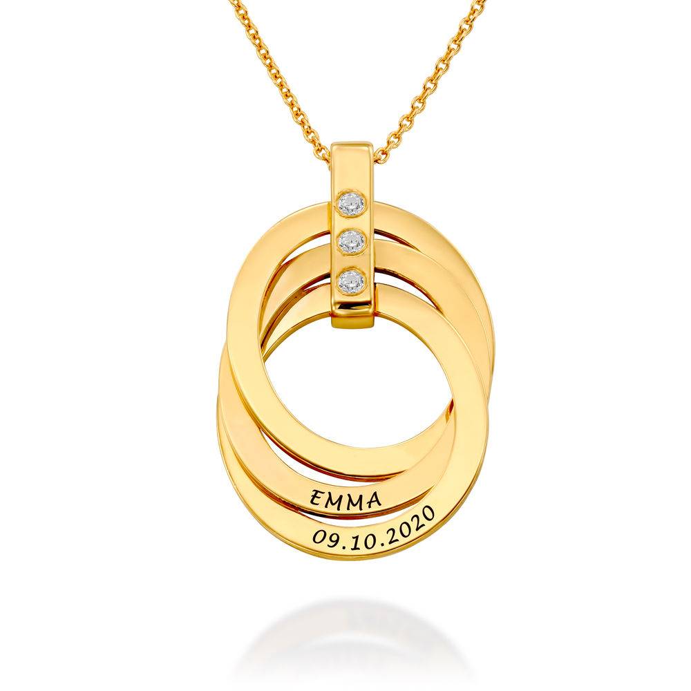 Personligt Halsband med Ryska Ringar och Månadsstenar i Guld Vermeil-4 produktbilder