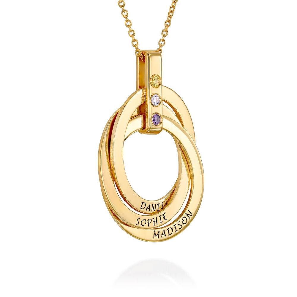 Personligt Halsband med Ryska Ringar och Månadsstenar i Guld Vermeil-9 produktbilder