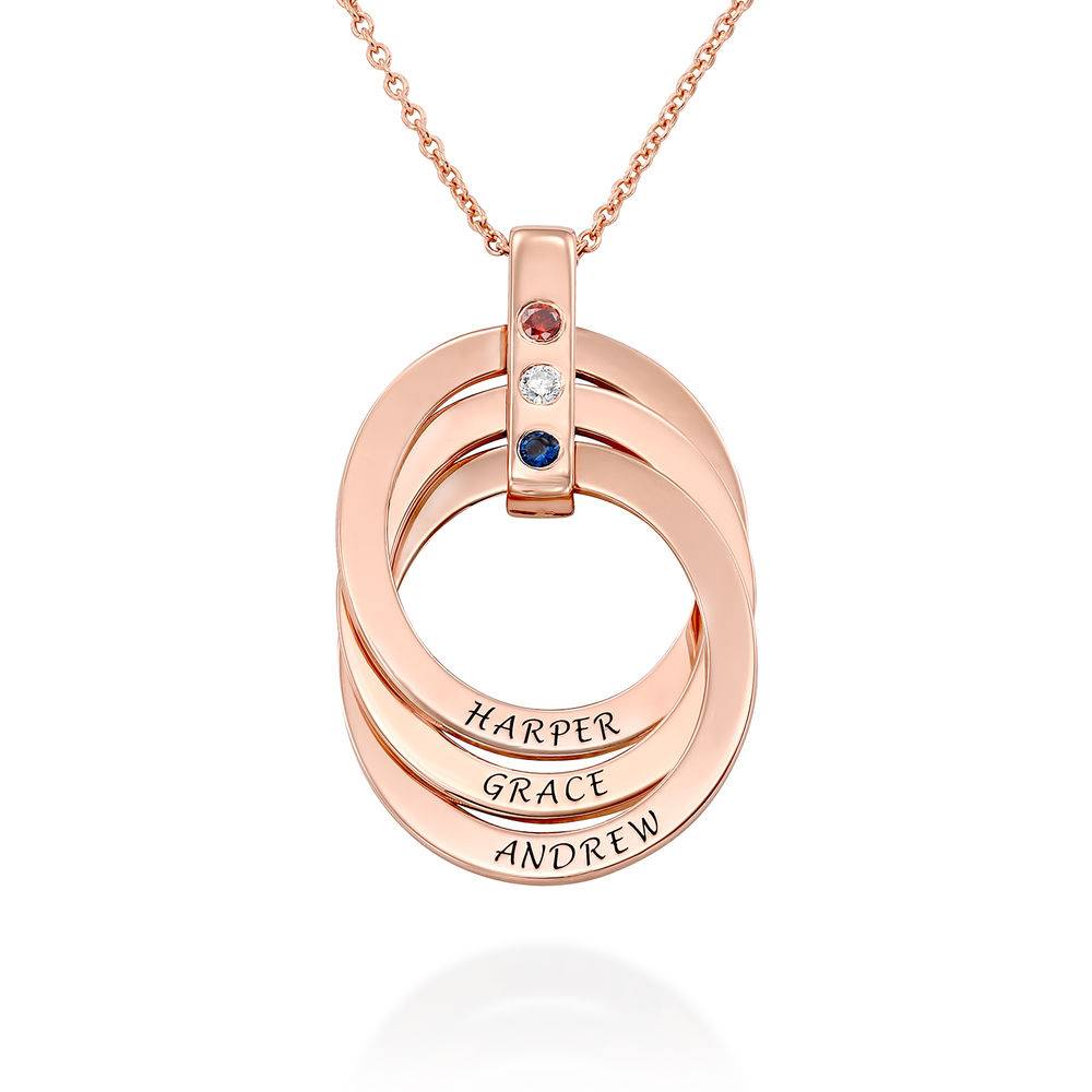 Russian Ring Necklace with Birthstones in Rose Gold Plating-4 product photo