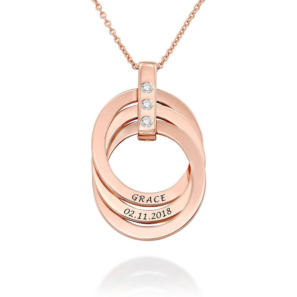 Russian Ring Necklace with Birthstones in Rose Gold Plating-2 product photo