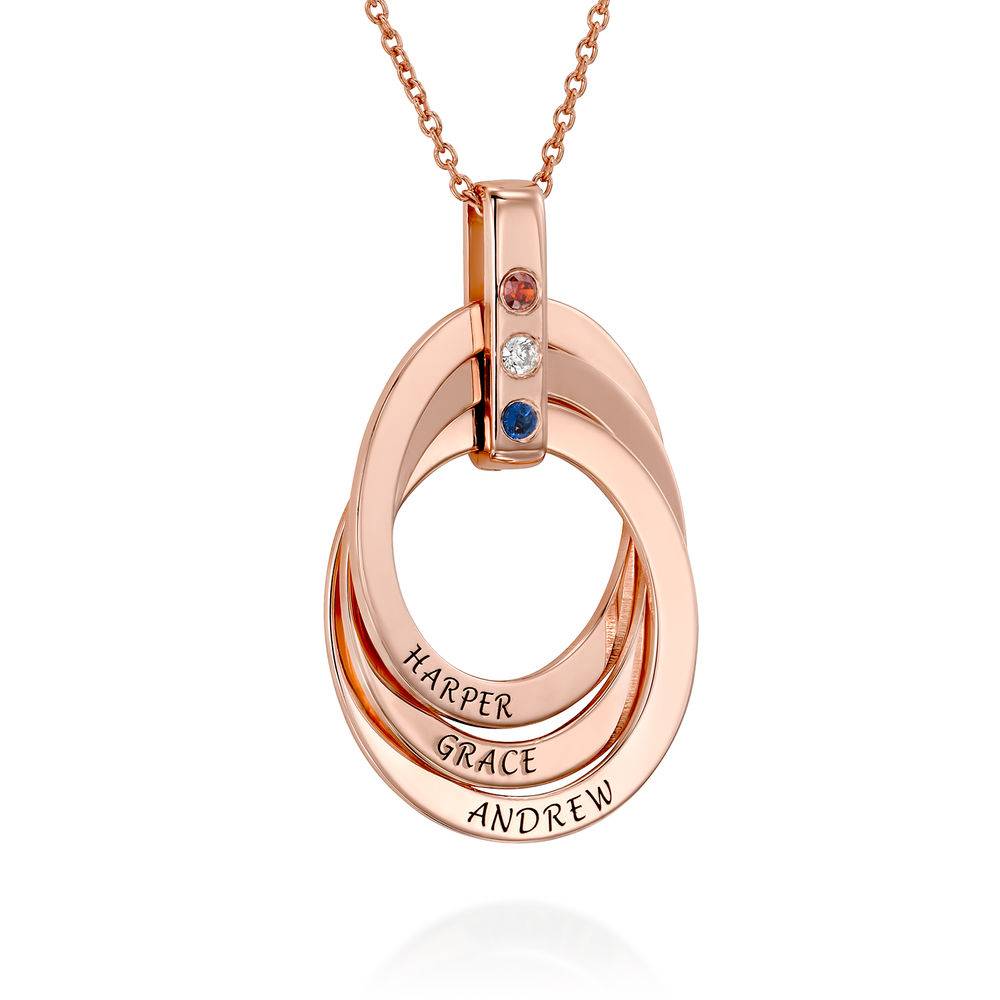 Russian Ring Necklace with Birthstones in Rose Gold Plating product photo