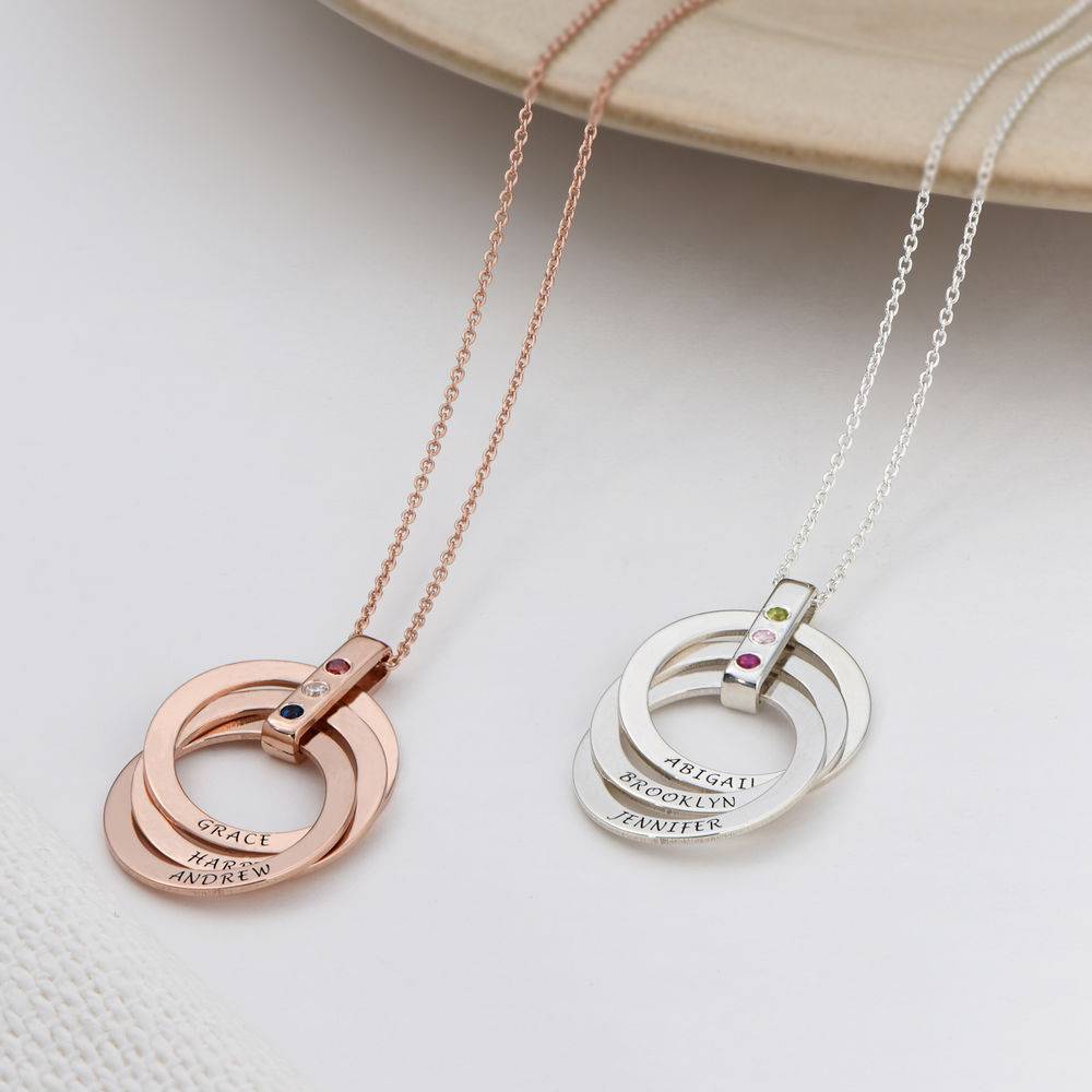 Russian Ring Necklace with Birthstones in Rose Gold Plating-9 product photo