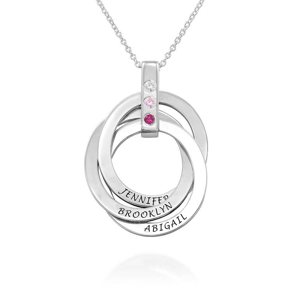 Russian Ring Necklace with Birthstones in Sterling Silver-8 product photo