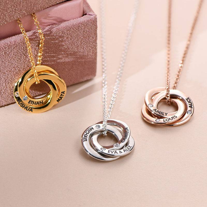 Russian Ring Necklace in Silver Gold Plated with Cubic  Zirconia  Stones product photo