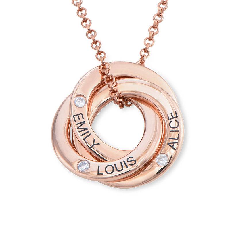 Russian Ring Necklace with Cubic Zirconia Stones in 18ct Rose Gold Plating-1 product photo