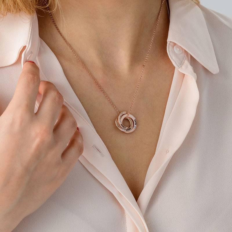 Russian Ring Necklace in Silver Rose Gold Plated with Cubic  Zirconia Stones-2 product photo